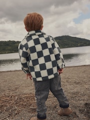 Grey Checkerboard Borg Fleece Shacket (3mths-7yrs) - Image 3 of 9