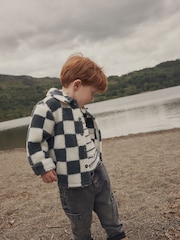 Grey Checkerboard Borg Fleece Shacket (3mths-7yrs) - Image 4 of 9