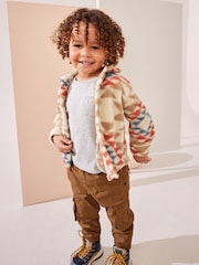 Neutral Pattern Borg Fleece Shacket (3mths-7yrs) - Image 1 of 7