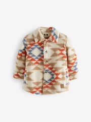 Neutral Pattern Borg Fleece Shacket (3mths-7yrs) - Image 5 of 7