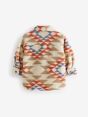 Neutral Pattern Borg Fleece Shacket (3mths-7yrs) - Image 6 of 7