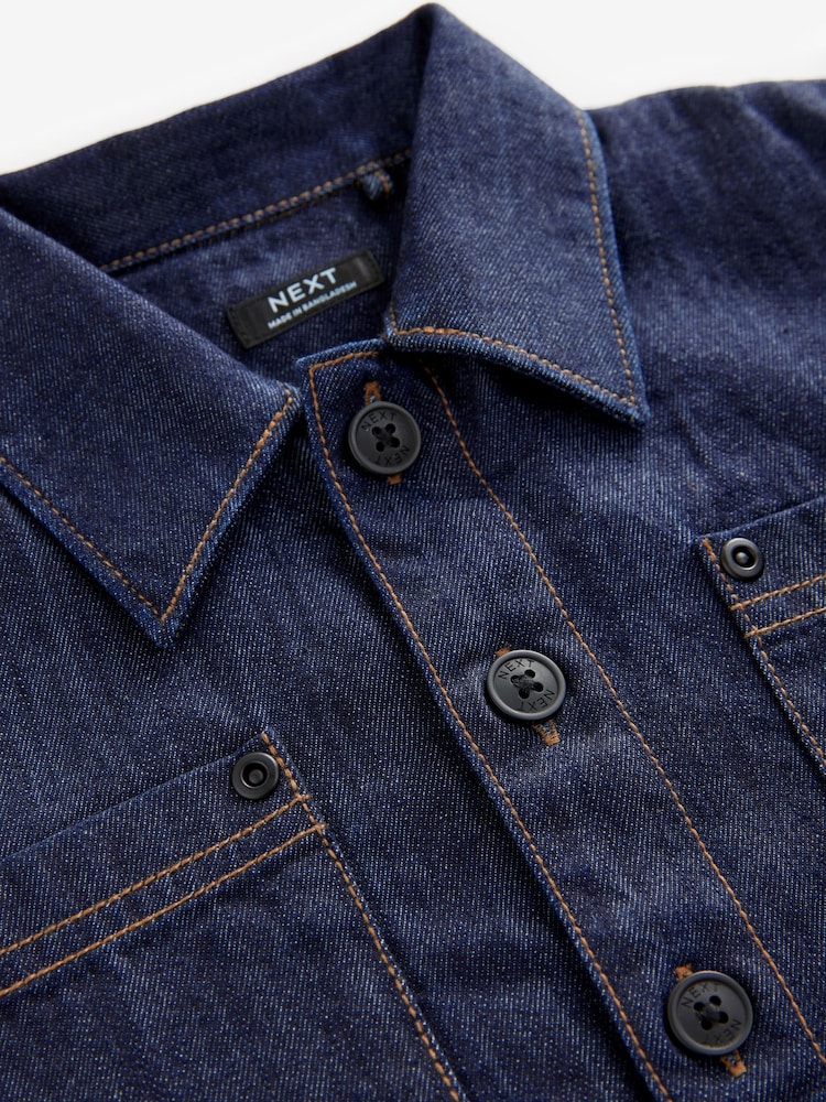 Dark Denim Rinse 100% Cotton Denim Shacket (3mths-7yrs) - Image 6 of 6