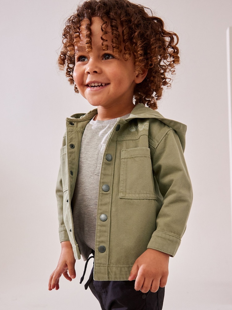 Green Hooded Shacket 100% Cotton Denim Shacket (3mths-7yrs) - Image 1 of 10