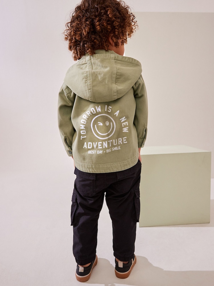 Green Hooded Shacket 100% Cotton Denim Shacket (3mths-7yrs) - Image 3 of 10