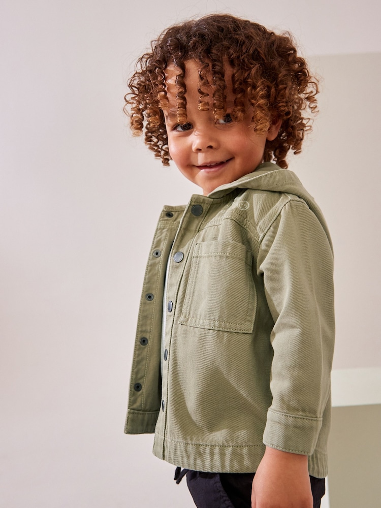 Green Hooded Shacket 100% Cotton Denim Shacket (3mths-7yrs) - Image 4 of 10