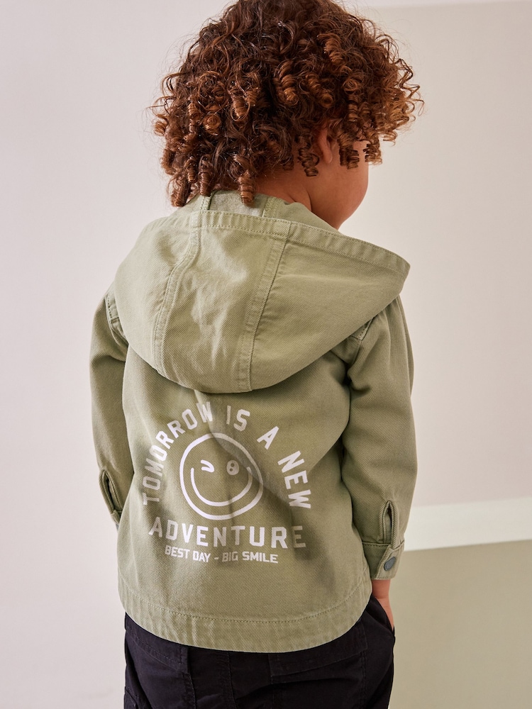 Green Hooded Shacket 100% Cotton Denim Shacket (3mths-7yrs) - Image 5 of 10