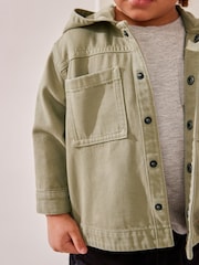 Green Hooded Shacket 100% Cotton Denim Shacket (3mths-7yrs) - Image 6 of 10