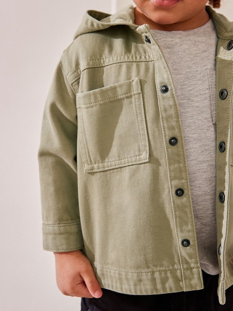 Green Hooded Shacket 100% Cotton Denim Shacket (3mths-7yrs) - Image 6 of 10