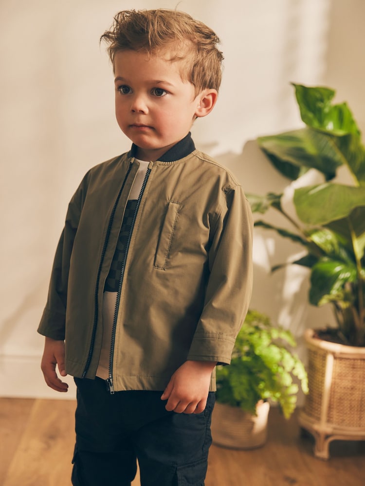 Khaki Green Shacket and T-Shirt Set (3mths-7yrs) - Image 1 of 8