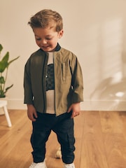 Khaki Green Shacket and T-Shirt Set (3mths-7yrs) - Image 2 of 8