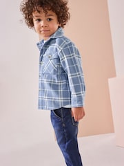Light Blue 100% Cotton Long Sleeve Check Shirt and T-Shirt Set (3mths-7yrs) - Image 2 of 10