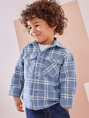 Light Blue 100% Cotton Long Sleeve Check Shirt and T-Shirt Set (3mths-7yrs) - Image 4 of 10