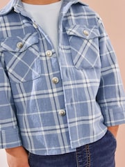 Light Blue 100% Cotton Long Sleeve Check Shirt and T-Shirt Set (3mths-7yrs) - Image 6 of 10