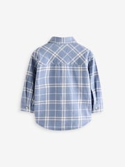 Light Blue 100% Cotton Long Sleeve Check Shirt and T-Shirt Set (3mths-7yrs) - Image 8 of 10