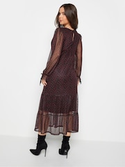PixieGirl Petite Black Longsleeve Mesh Midaxi Dress - Image 2 of 5