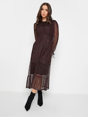 PixieGirl Petite Black Longsleeve Mesh Midaxi Dress - Image 3 of 5