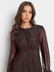 PixieGirl Petite Black Longsleeve Mesh Midaxi Dress - Image 4 of 5