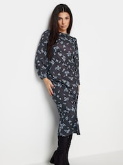 PixieGirl Petite Blue Longsleeve Empire Midaxi Dress - Image 4 of 4
