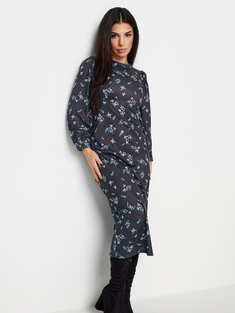 PixieGirl Petite Blue Longsleeve Empire Midaxi Dress - Image 4 of 4