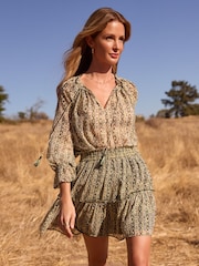 Friends Like These Gold Petite Long Sleeve Blouson Blouse Co-ord - Image 2 of 5