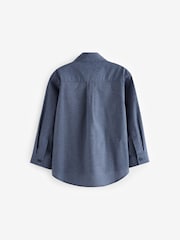 Navy Blue Stripe Long Sleeve Twill Shirt (3-16yrs) - Image 2 of 3
