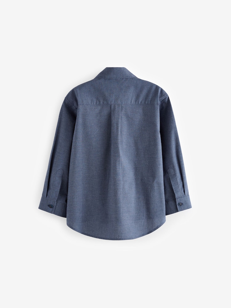 Navy Blue Stripe Long Sleeve Twill Shirt (3-16yrs) - Image 2 of 3