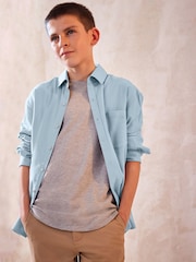 Blue Plain Long Sleeve Twill Shirt (3-16yrs) - Image 1 of 6