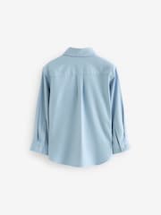 Blue Plain Long Sleeve Twill Shirt (3-16yrs) - Image 5 of 6