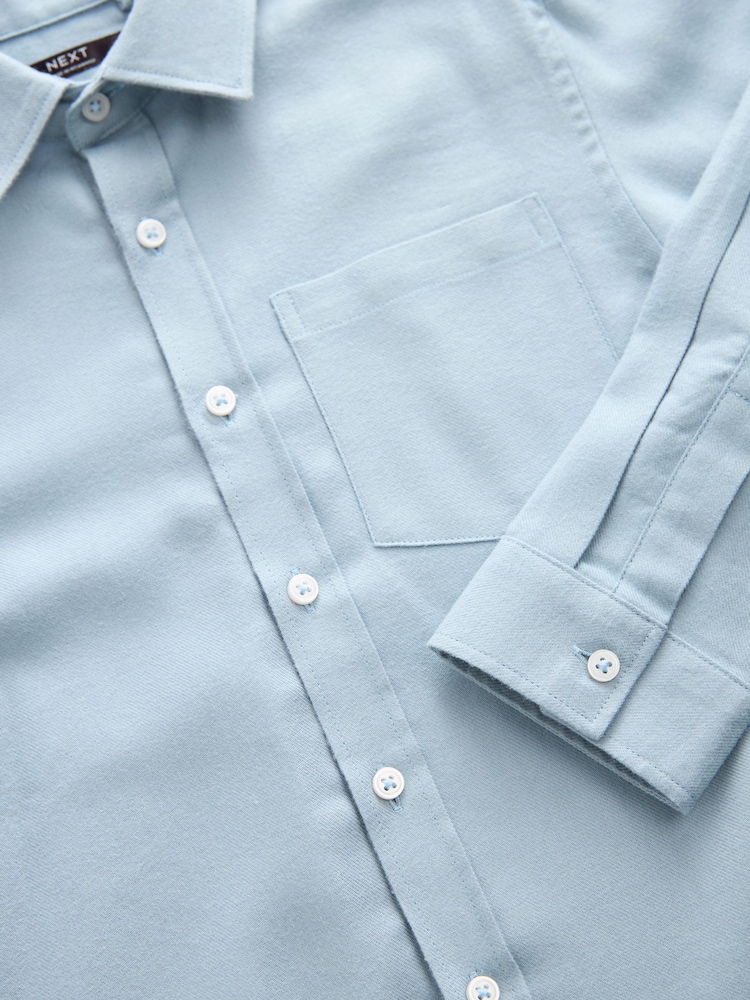Blue Plain Long Sleeve Twill Shirt (3-16yrs) - Image 6 of 6