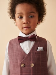 Plum Purple Check Waistcoat Set With Shirt And Bow Tie (3mths-7yrs) - Image 3 of 10