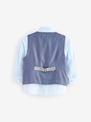 Blue Linen Stripe - Ensemble gilet avec chemises et nœud cravate (3mois-7ans) - Image 2 de 5