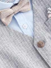 Blue Linen Stripe - Ensemble gilet avec chemises et nœud cravate (3mois-7ans) - Image 4 de 5