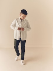 Ecru Plain Long Sleeve Twill Shirt (3-16yrs) - Image 3 of 7
