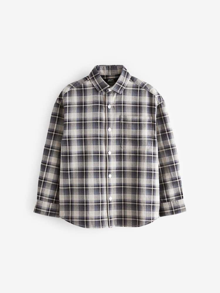 Marineblau karierter Twill - Langärmeliges Twill-Shirt (3–16 Jahre) - Bild 1 von 4 Marineblau karierter Twill - Langärmeliges Twill-Shirt (3–16 Jahre) - Bild 1 von 4