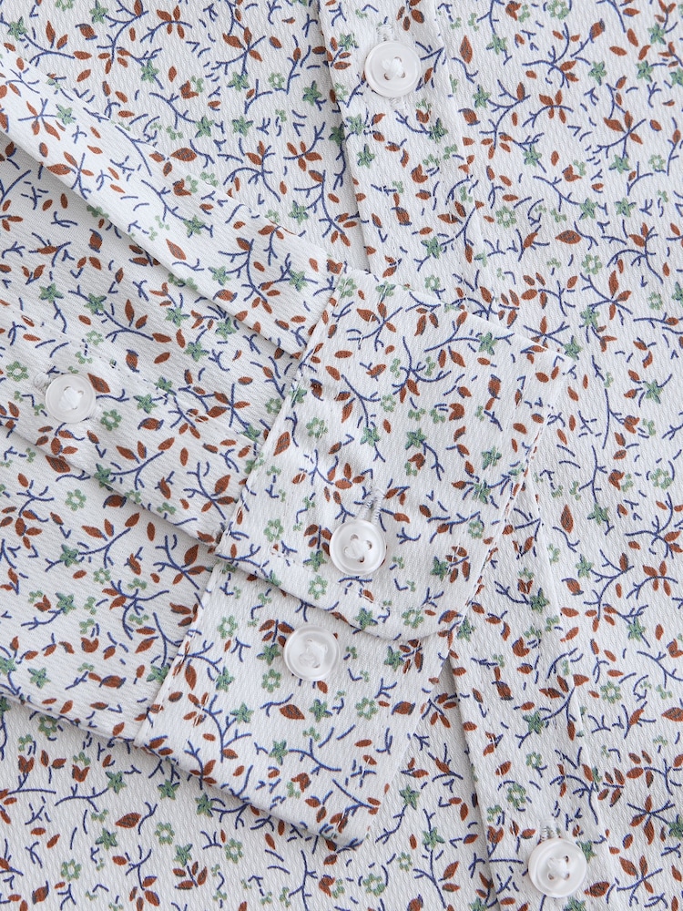 White Ditsy Floral Long Sleeve Printed 100% Cotton Shirt (3-16yrs) - Image 3 of 3
