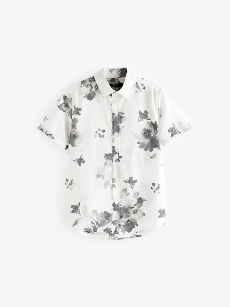 Black/White Short Sleeve Printed Shirt (3-16yrs) - Image 1 of 3 Black/White Short Sleeve Printed Shirt (3-16yrs) - Image 1 of 3