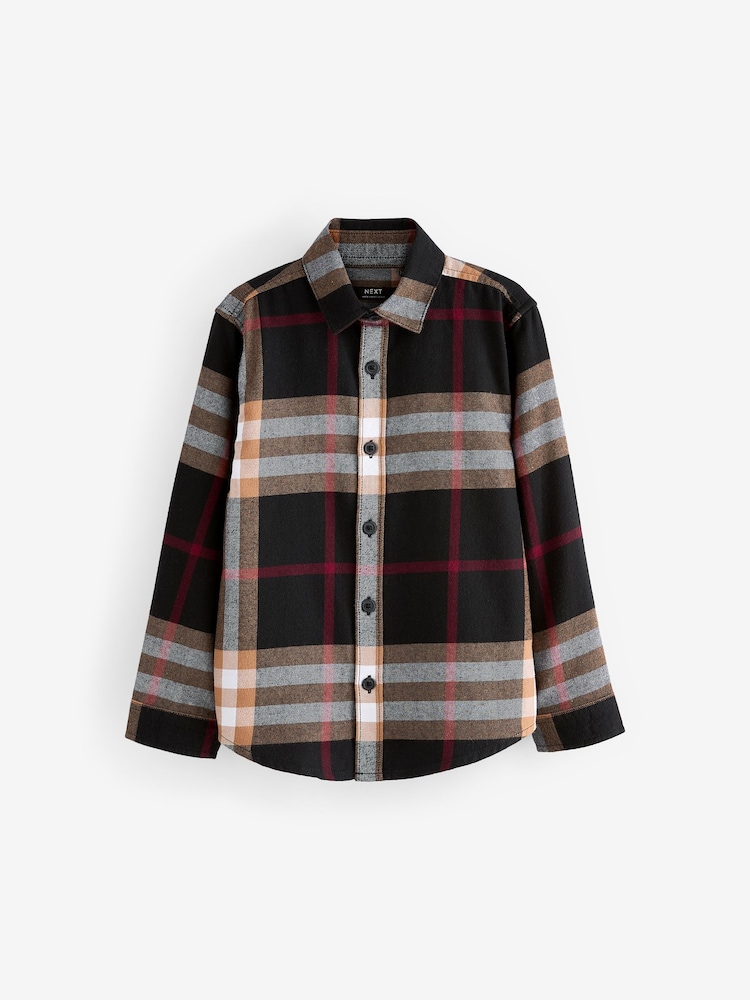 Brown/Cream Check Long Sleeve Twill Shirt (3-16yrs) - Image 1 of 3