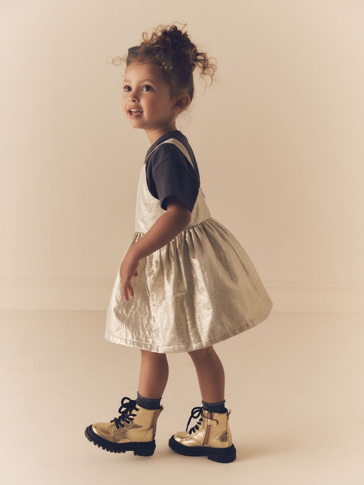 Gold Party Pinafore And T-Shirt Set (3mths-10yrs) - Image 1 of 10