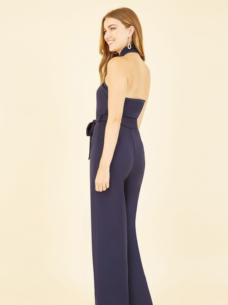 Mela Blue Cross Over Halter Neck Jumpsuit - Image 2 of 4 Mela Blue Cross Over Halter Neck Jumpsuit - Image 2 of 4