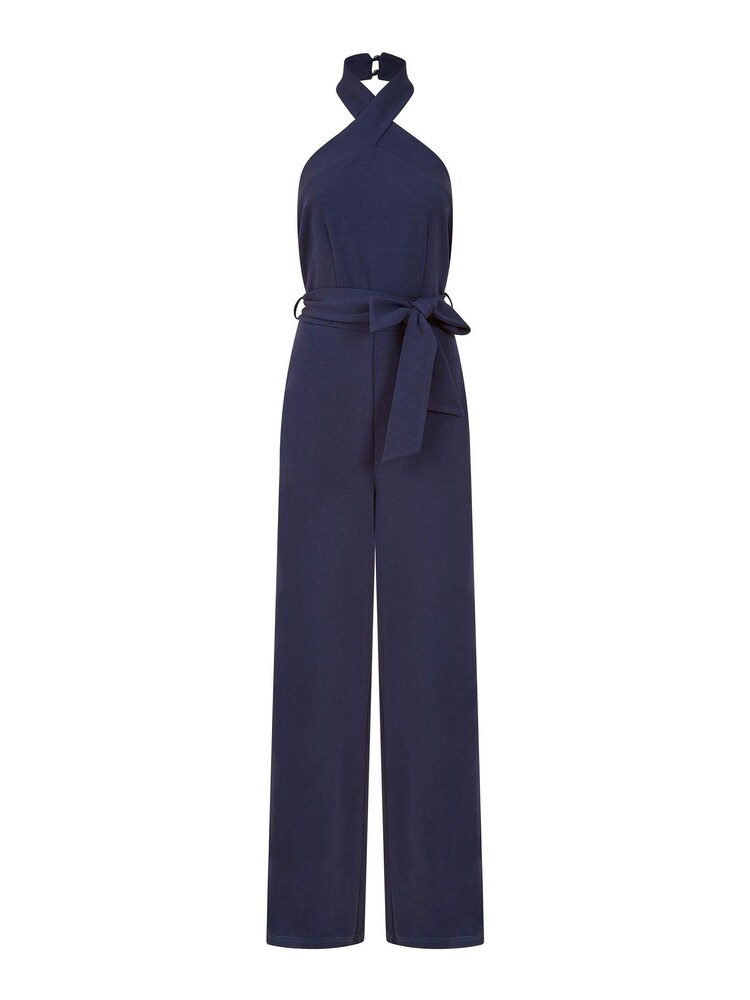 Mela Blue Cross Over Halter Neck Jumpsuit - Image 4 of 4 Mela Blue Cross Over Halter Neck Jumpsuit - Image 4 of 4