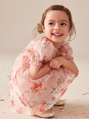 Pink Floral Organza Party Dress (3mths-8yrs) - Image 5 of 8