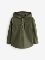 Khaki Green 100% Cotton Hooded Overshirt (3-16yrs) - Image 1 of 3