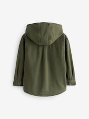 Khaki Green 100% Cotton Hooded Overshirt (3-16yrs) - Image 2 of 3