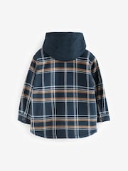 Navy Blue Check Hooded Shacket (3-16yrs) - Image 2 of 5