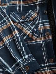 Navy Blue Check Hooded Shacket (3-16yrs) - Image 4 of 5