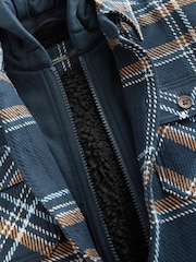 Navy Blue Check Hooded Shacket (3-16yrs) - Image 5 of 5