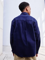 Navy Plain 100% Cotton Overshirt (3-16yrs) - Image 3 of 7
