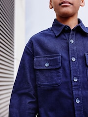 Navy Plain 100% Cotton Overshirt (3-16yrs) - Image 4 of 7