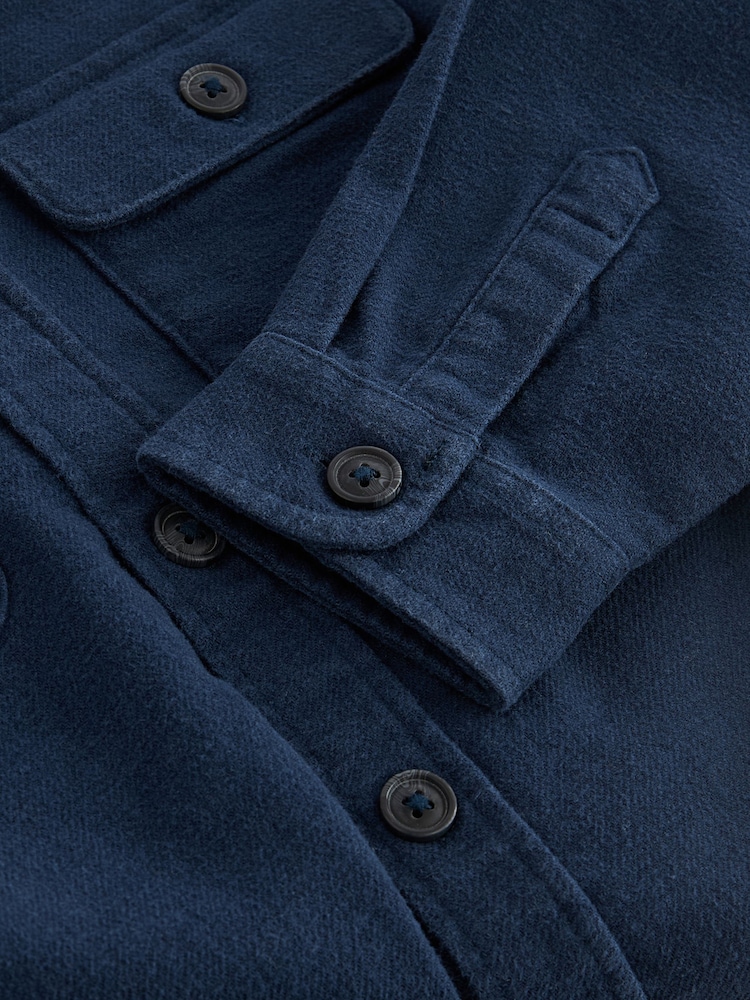 Navy Plain 100% Cotton Overshirt (3-16yrs) - Image 7 of 7 Navy Plain 100% Cotton Overshirt (3-16yrs) - Image 7 of 7