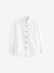White Long Sleeve Linen Relax Fit Shirt (3-16yrs) - Image 1 of 3